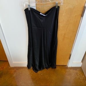 Zara Black Satin Midi Skirt